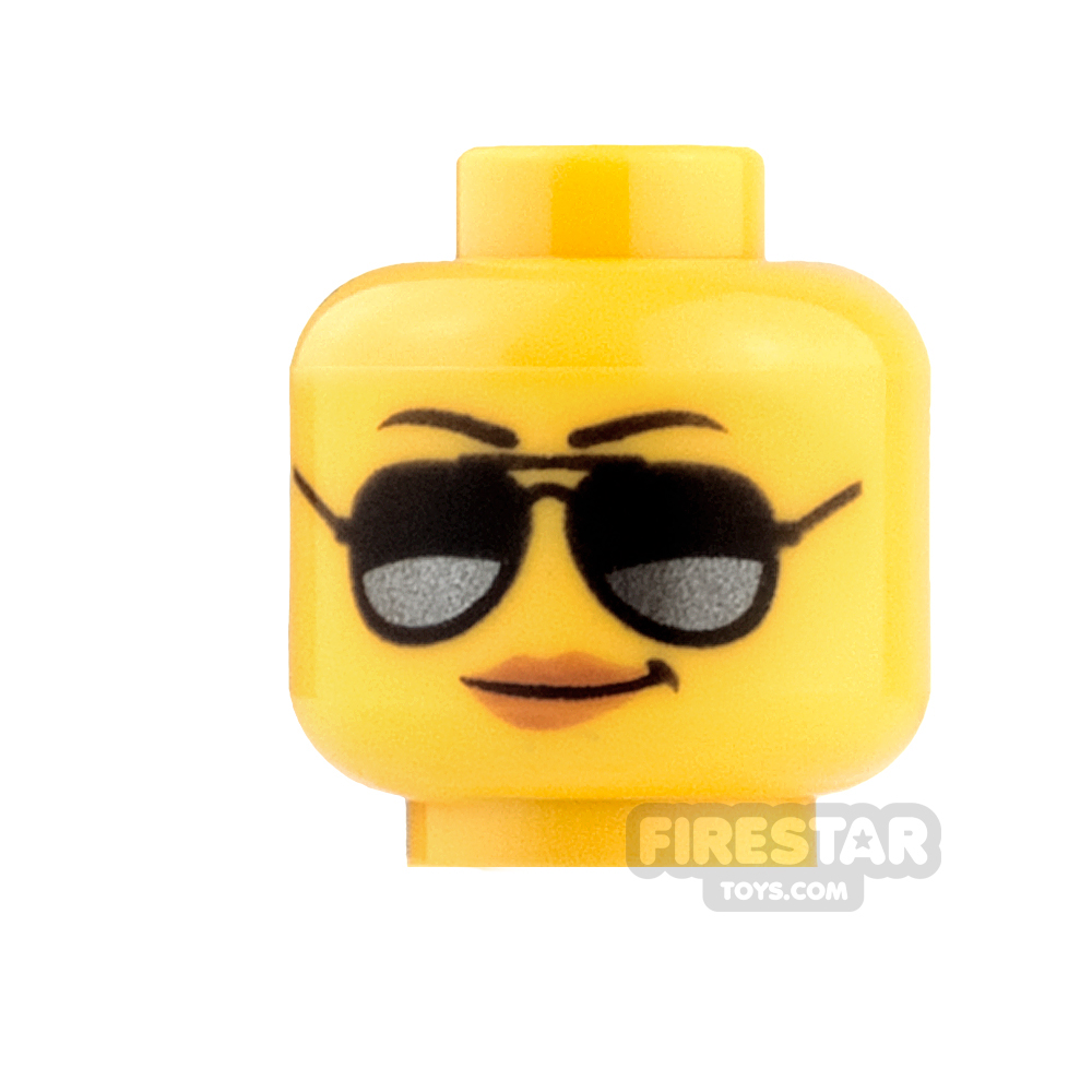 LEGO Mini Figure Heads - Pink Lips and Sunglasses YELLOW