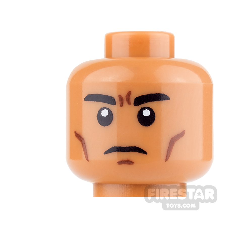 LEGO Minifigure Heads Stern with Cheek Lines MEDIUM DARK FLESH