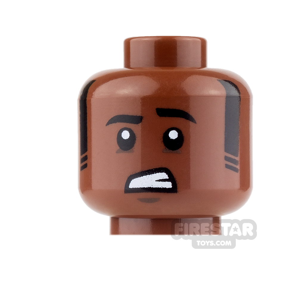 LEGO Mini Figure Heads - Scared with Black Sideburns 
