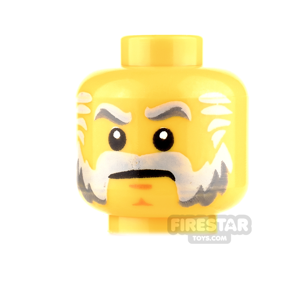 LEGO Mini Figure Heads - Stern with Gray Beard and Sideburns