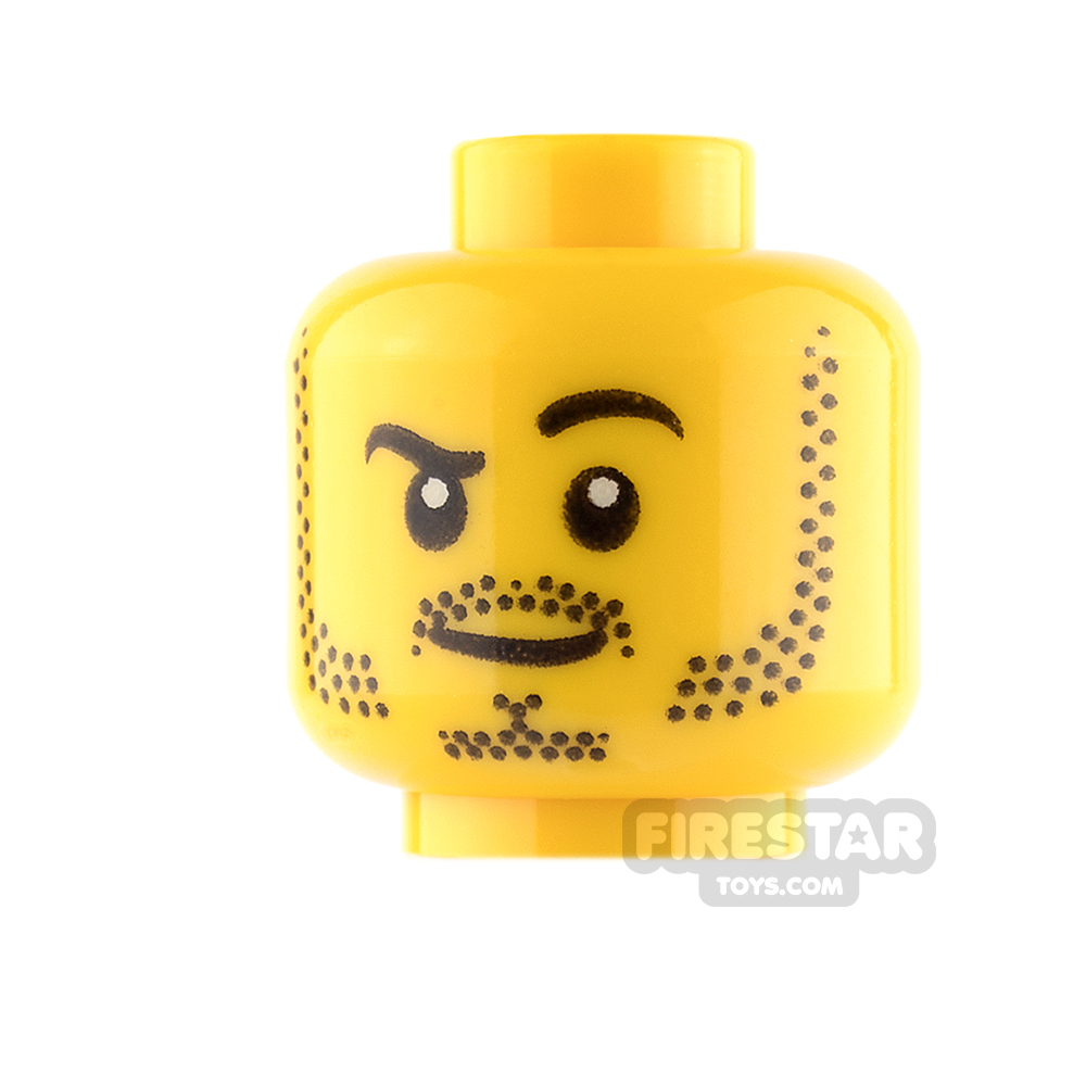 LEGO Mini Figure Heads - Raised Eyebrow - Stubble YELLOW