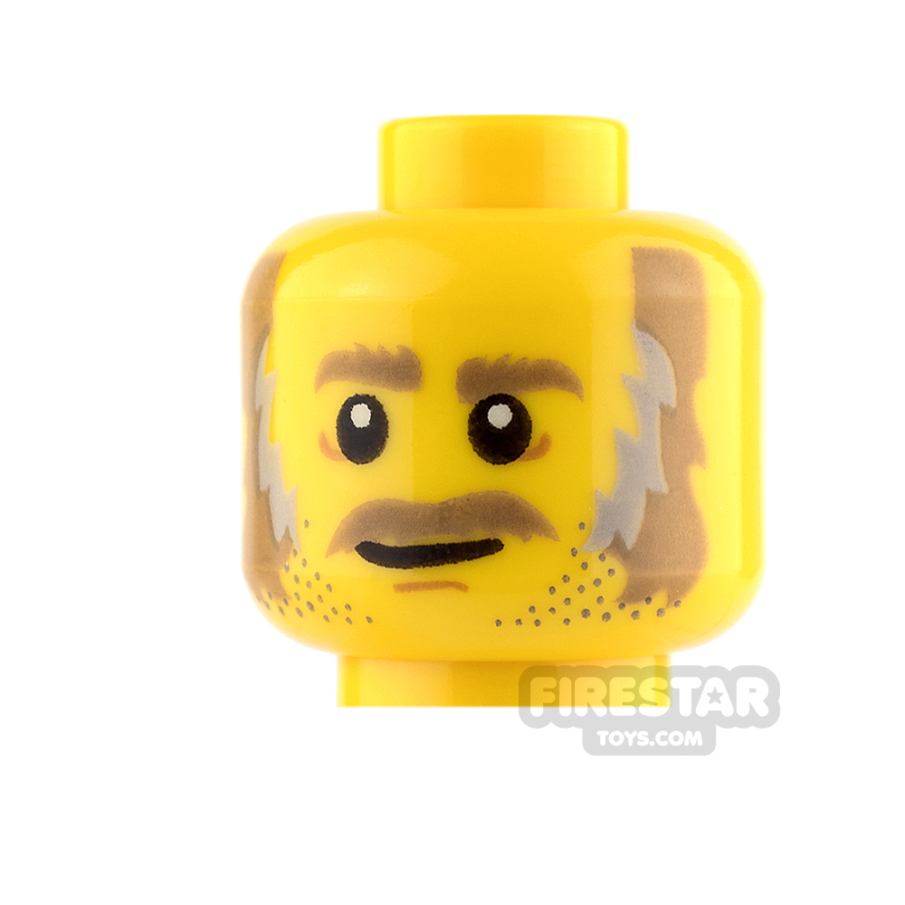LEGO Mini Figure Heads - Dark Tan Moustache and Sideburns