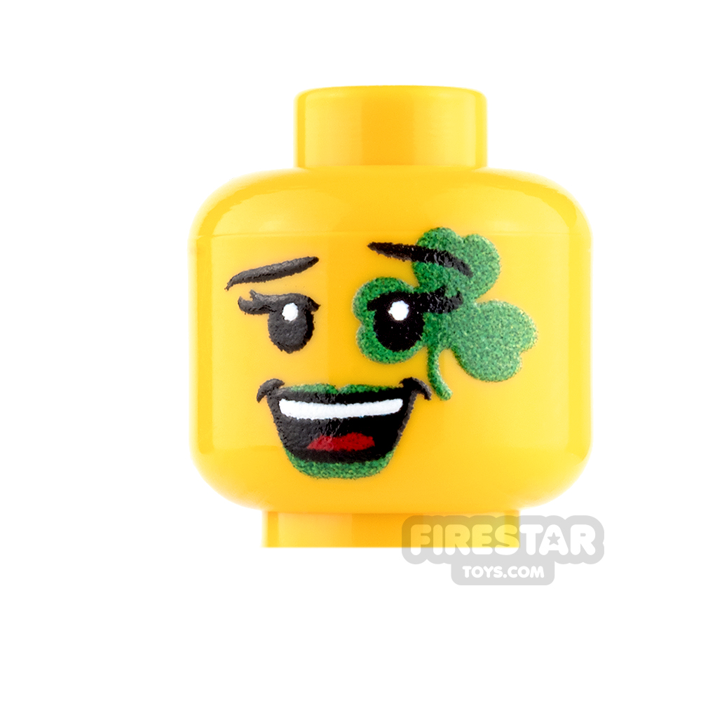 Custom Minifigure Heads - St Patrick's Day Reveler - Female - Yellow