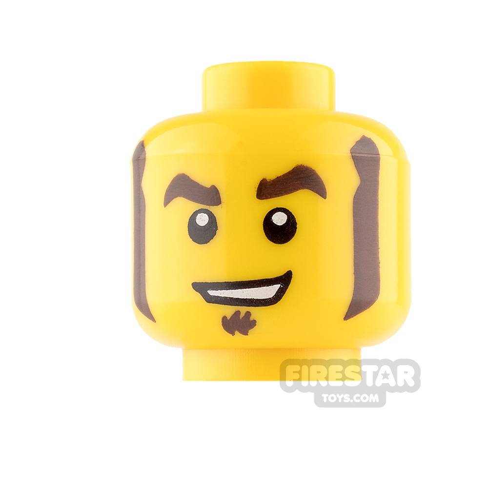 LEGO Mini Figure Heads - Dark Brown Sideburns and Goatee