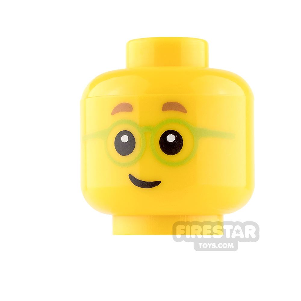 LEGO Mini Figure Heads - Lime Glasses and Smile