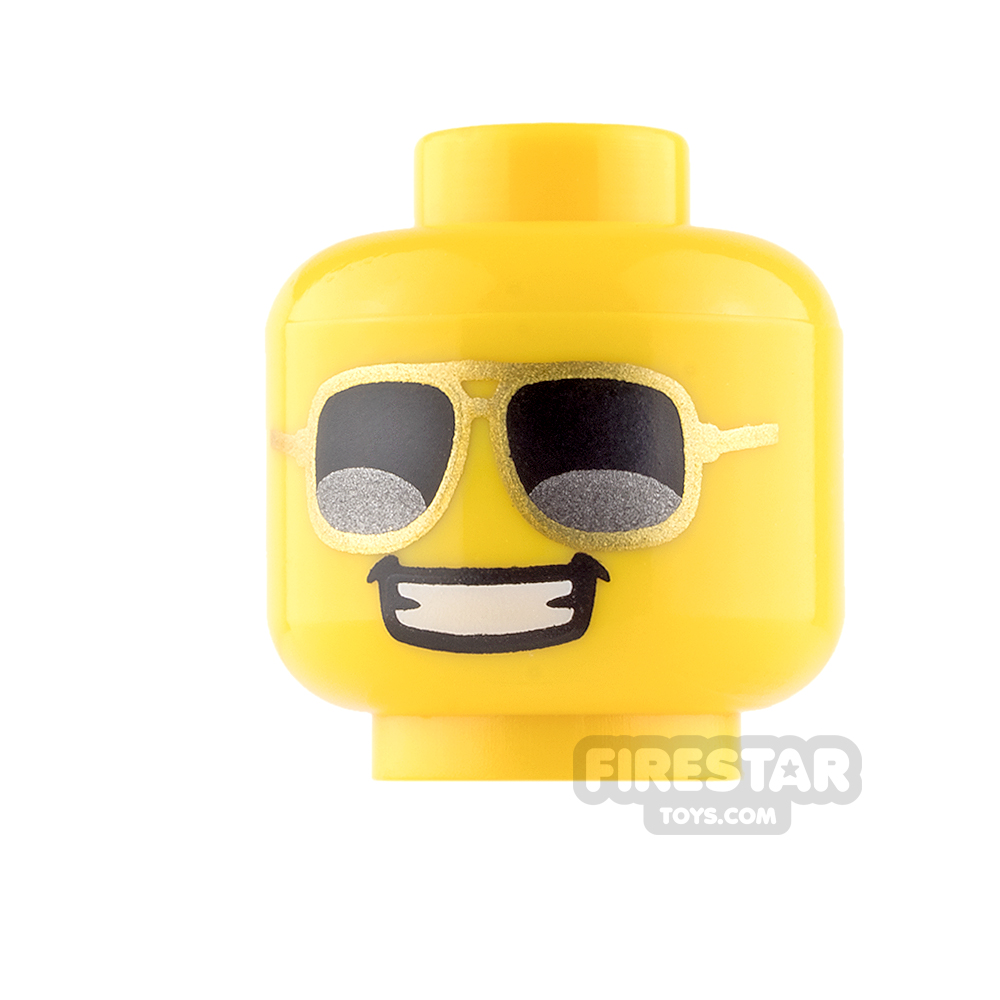 LEGO Mini Figure Heads - Gold Sunglasses and Grin 