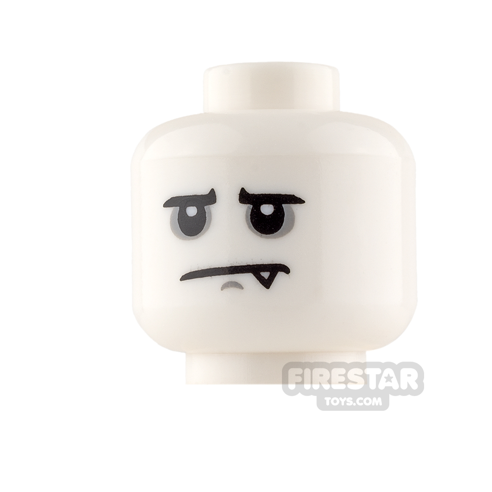 LEGO Mini Figure Heads - Neutral with Fang / Nervous WHITE
