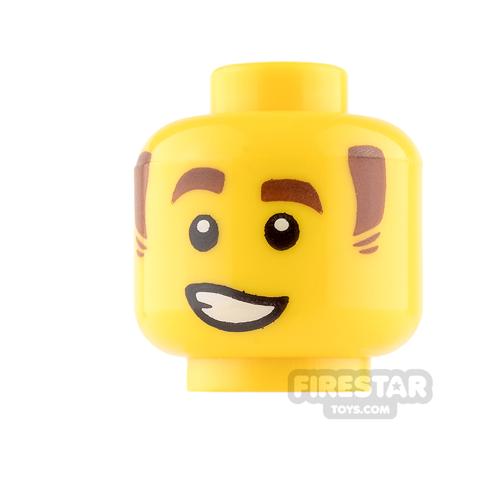 LEGO Mini Figure Heads - Reddish Brown Sideburns and Grin