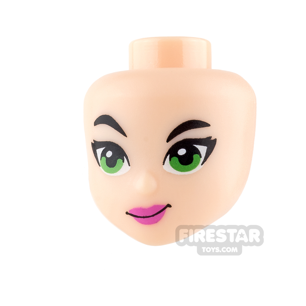 LEGO Super Hero Girls Mini Figure Heads - Green Eyes and Pink Lips LIGHT FLESH