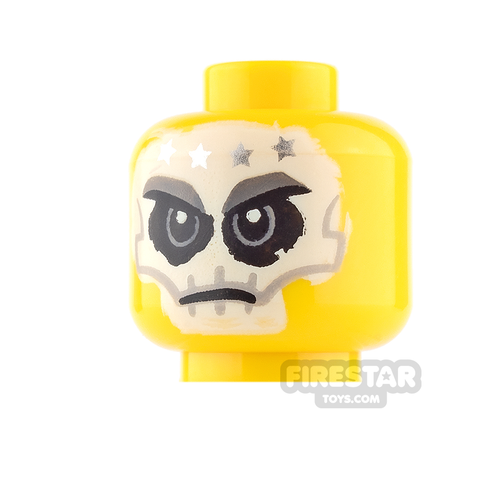 LEGO Mini Figure Heads - White Skull Tattoo YELLOW