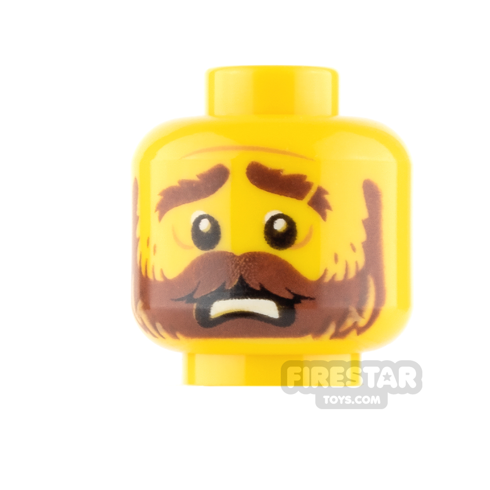 LEGO Mini Figure Heads - Thick Beard and Eyebrows - Worried / Angry
