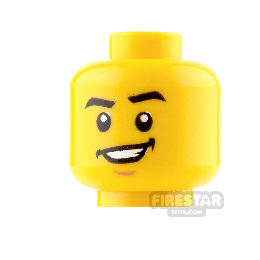 LEGO Mini Figure Heads - Wide Smile / Eyes Closed, Singing YELLOW