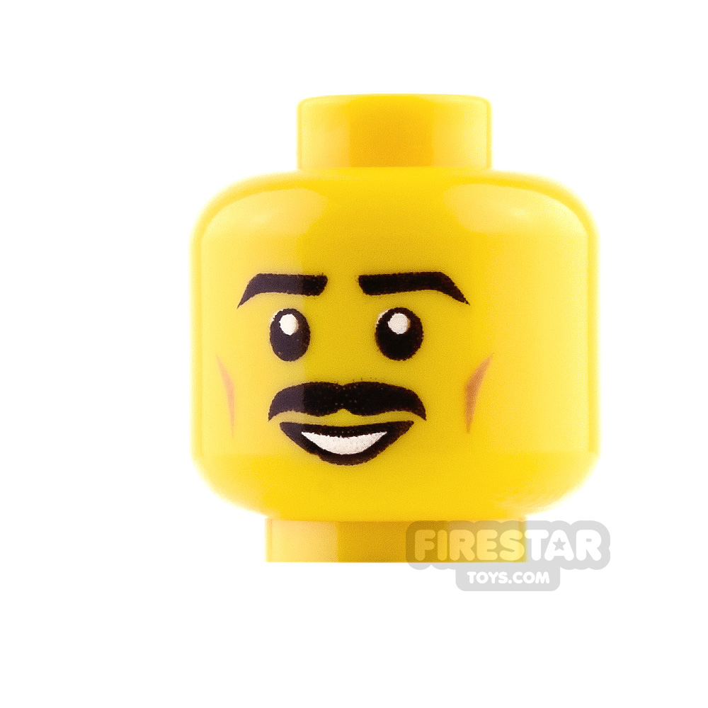 LEGO Mini Figure Heads - Black Moustache and Smile