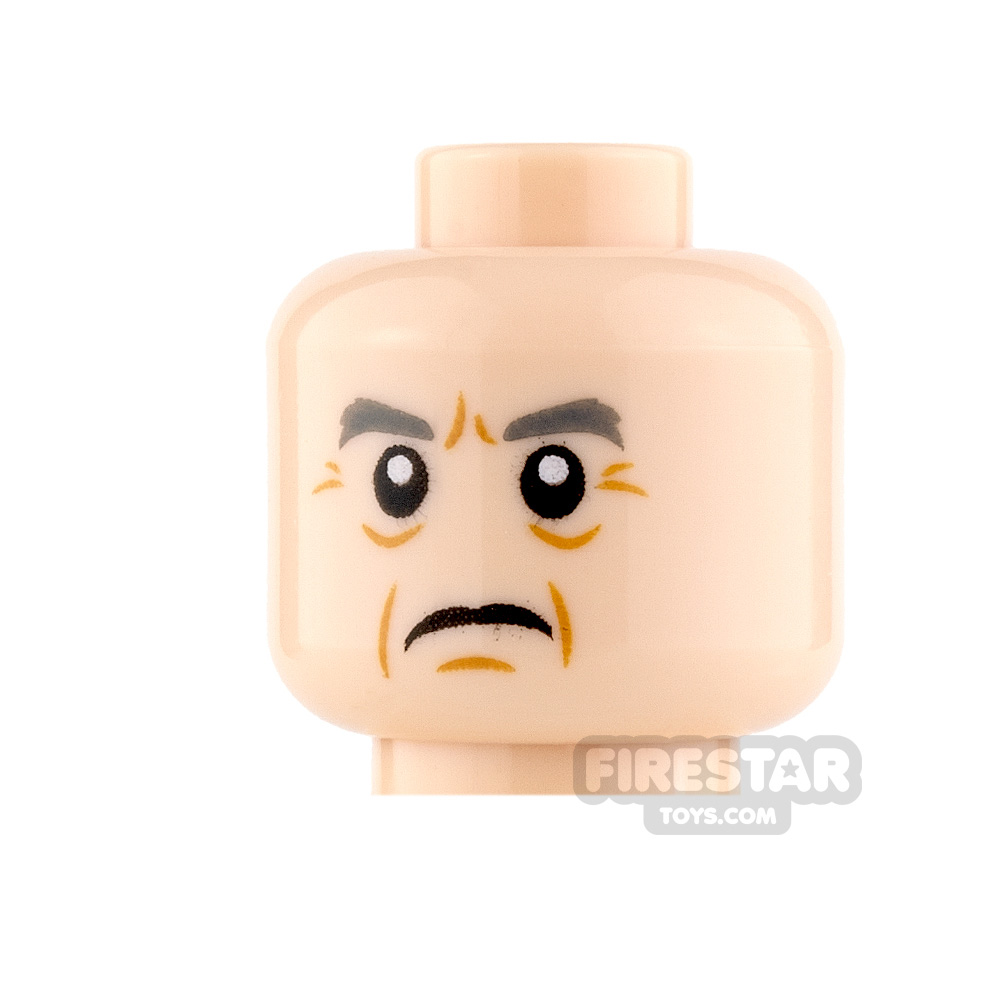 LEGO Mini Figure Heads - Gray Eyebrows and Frown LIGHT FLESH