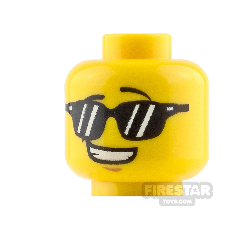 LEGO Mini Figure Heads Grin and Sunglasses YELLOW