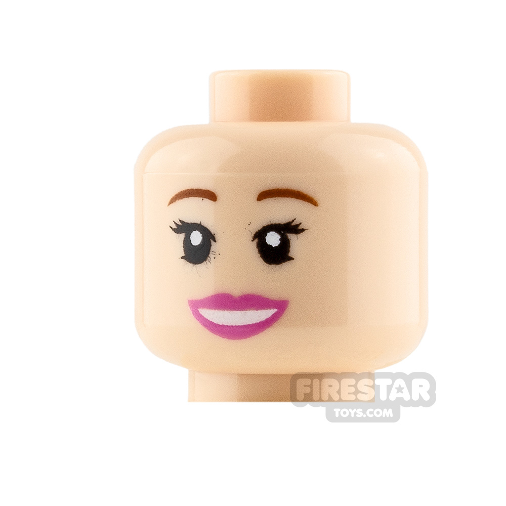 Neutral Sad LEGO Minifigure Head LIGHT FLESH Female Dual Wide Flesh Lips Smile 