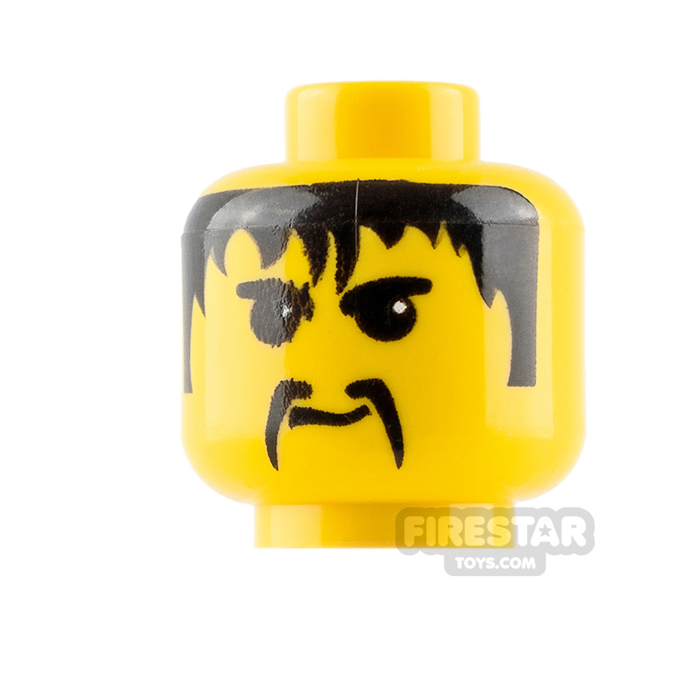 LEGO Minifigure Heads Black Moustache and Hair YELLOW