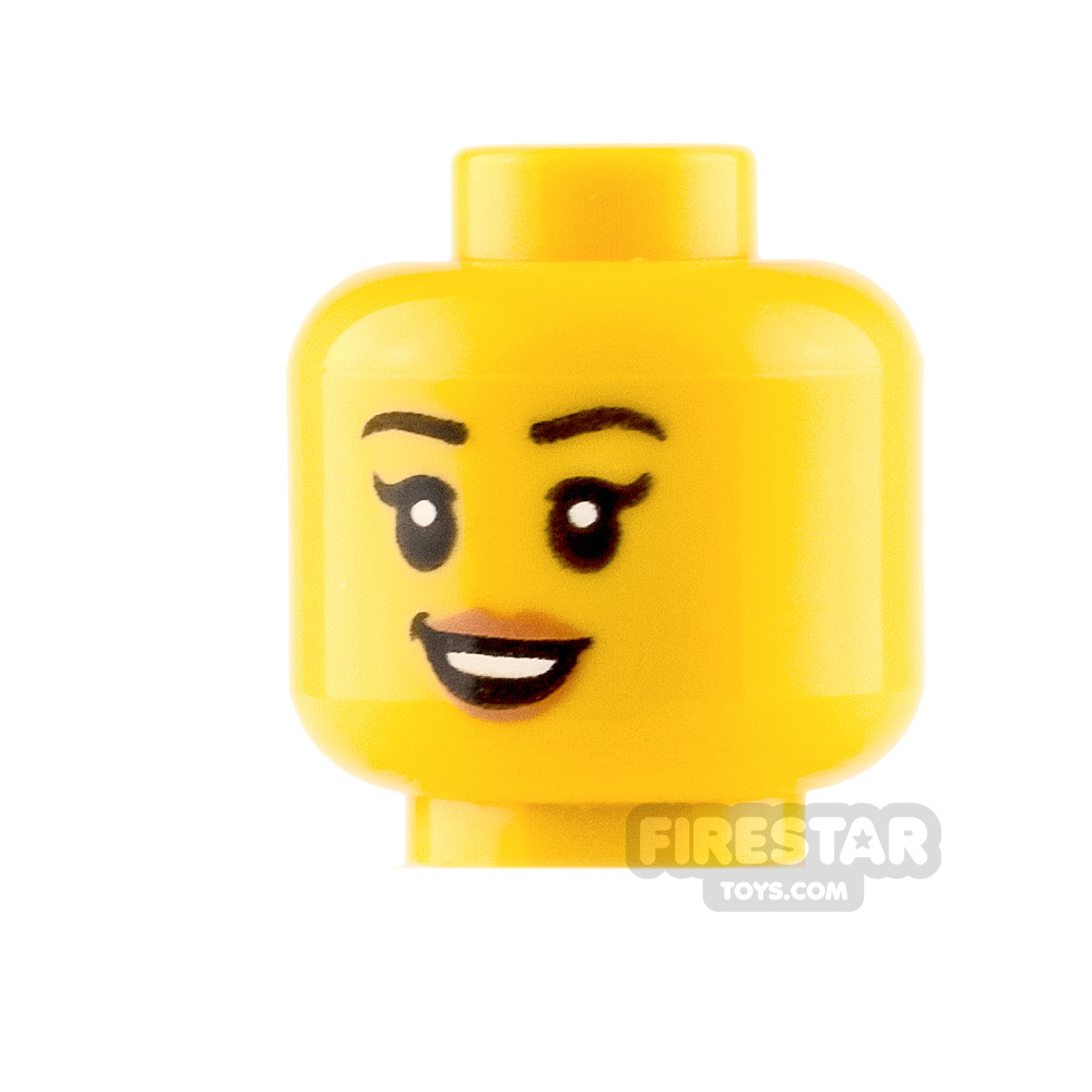 LEGO Minifigure Heads Peach Lips with Smile YELLOW