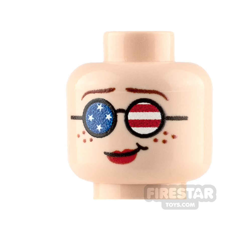 Custom Minifigure Heads American Flag Sunglasses Female