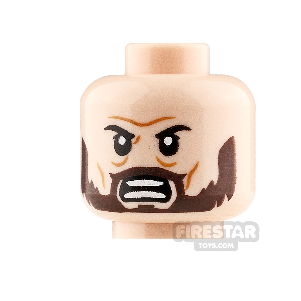 LEGO Mini Figure Heads - Frown - Gray Moustache