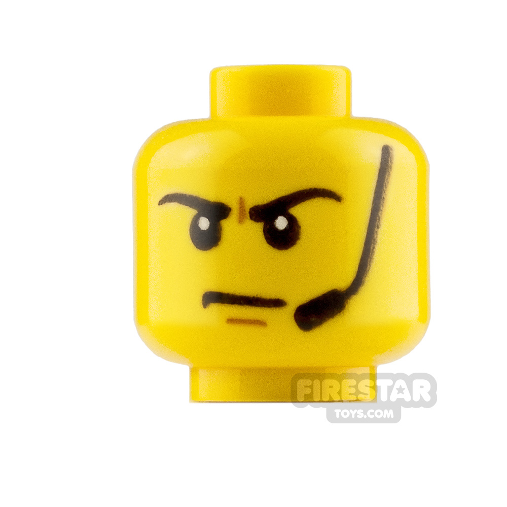 LEGO Minifigure Heads Scowl and Headset YELLOW