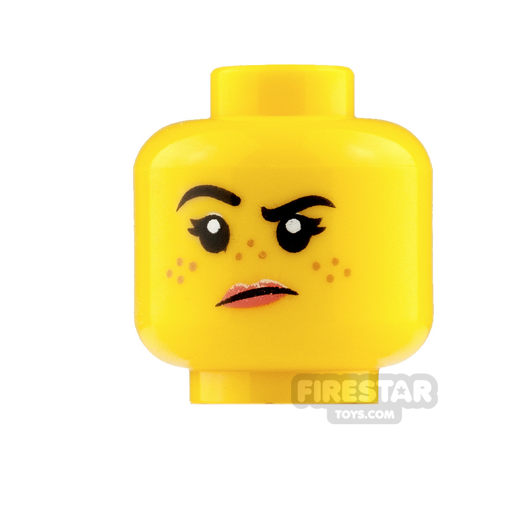 LEGO Mini Figure Heads Freckles with Smile and Grumpy