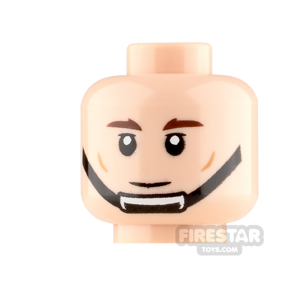 LEGO Minifigure Heads Neutral and Frown with Chin Strap LIGHT FLESH