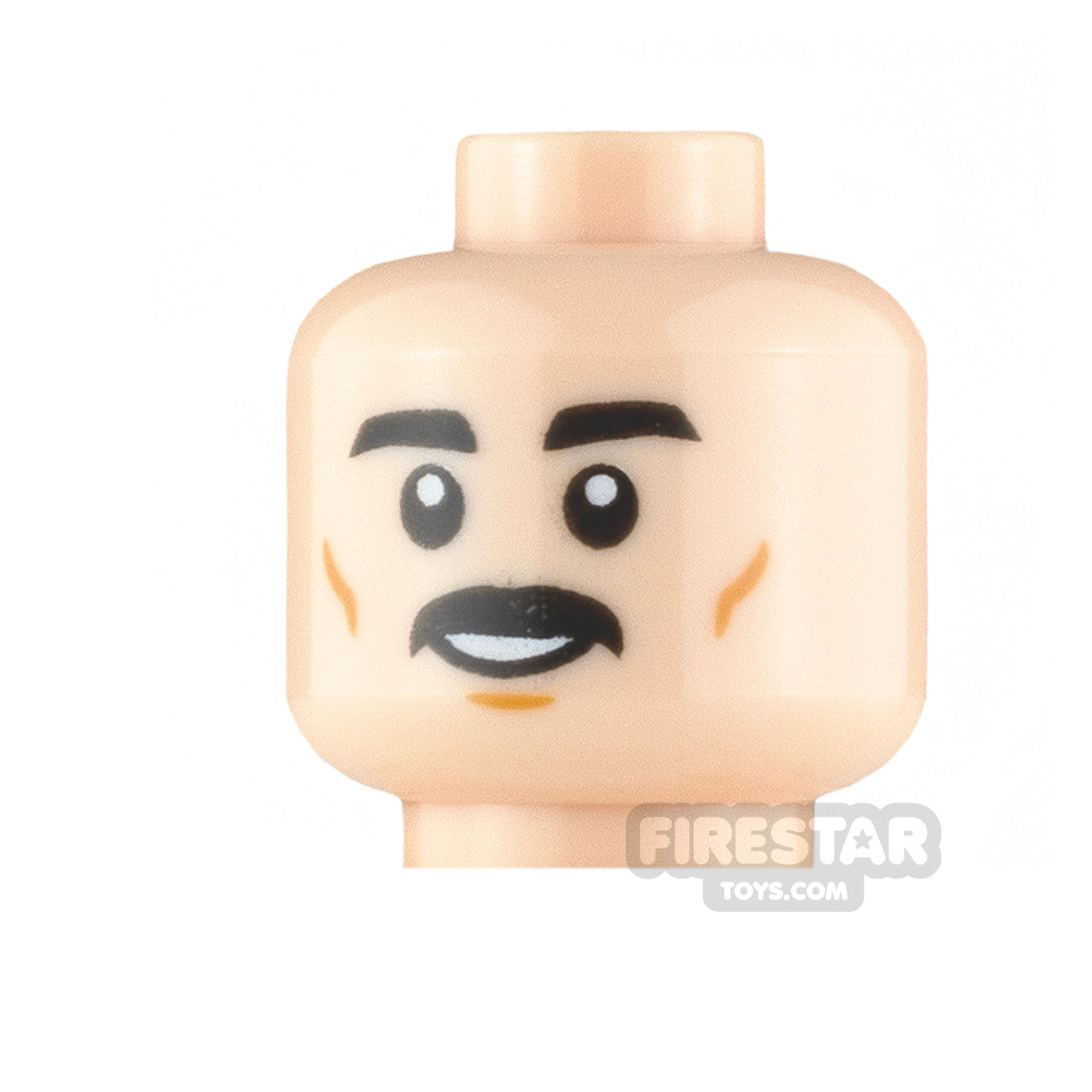 LEGO Minifigure Heads Moustache with Smile and Nervous Smile LIGHT FLESH