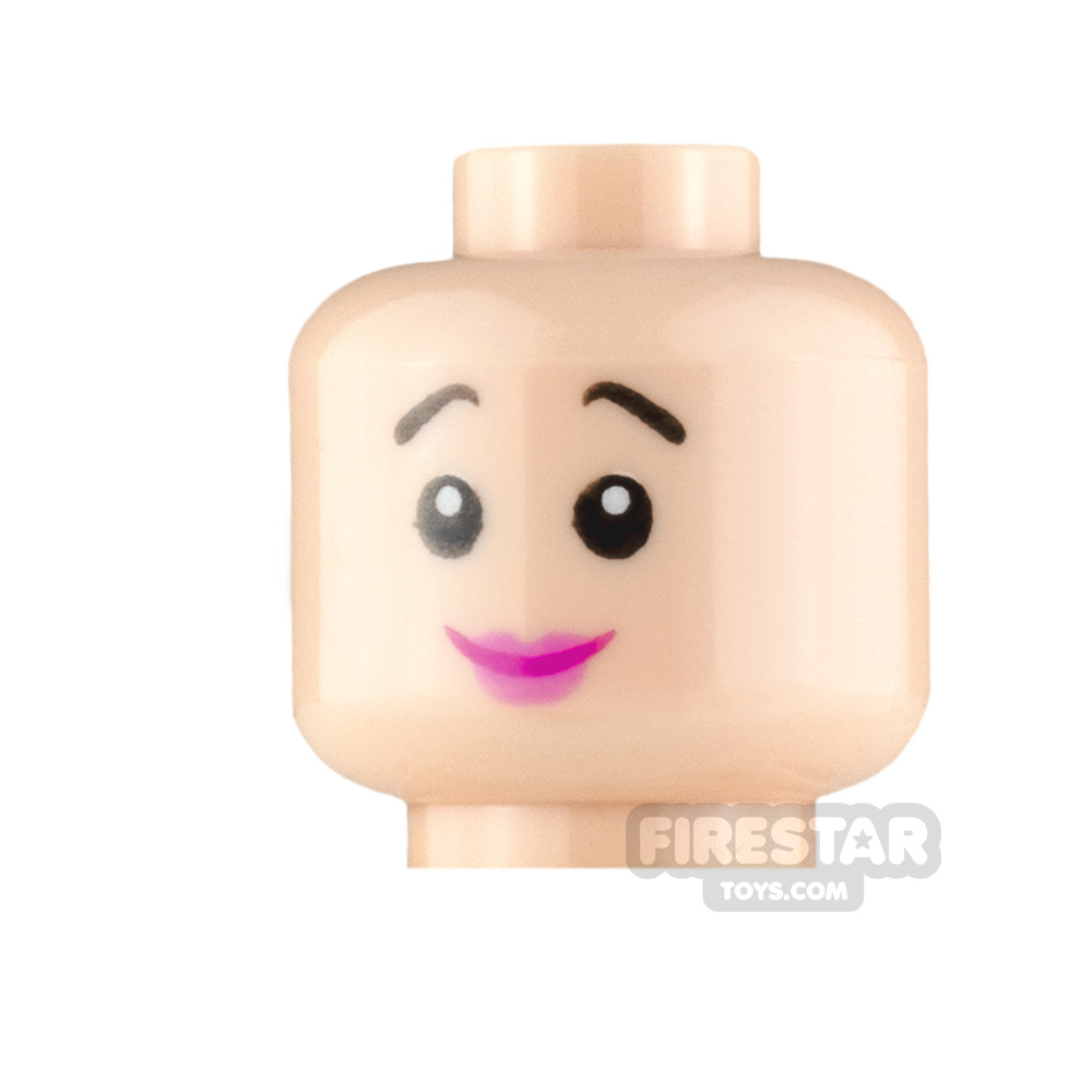 LEGO Minifigure Heads Pink Lips Smile and Concerned LIGHT FLESH