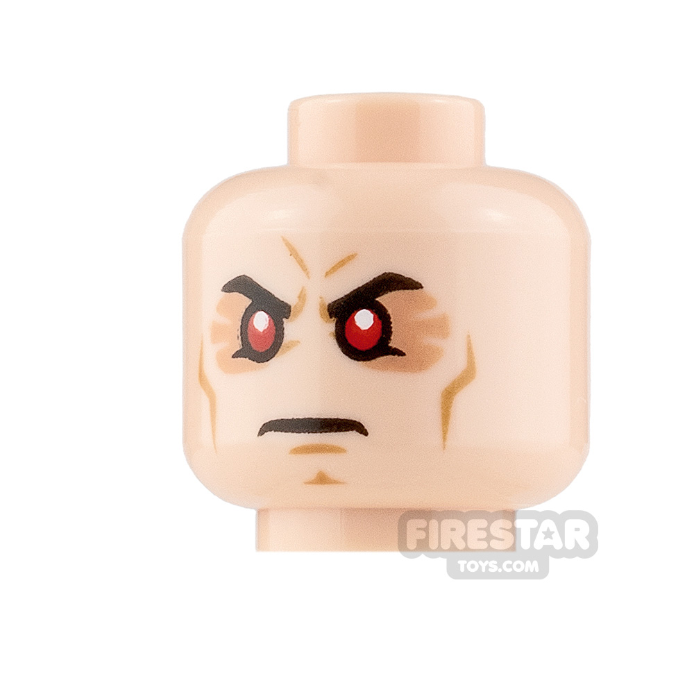 LEGO Minifigure Heads Grin and Stern with Red Eyes LIGHT FLESH