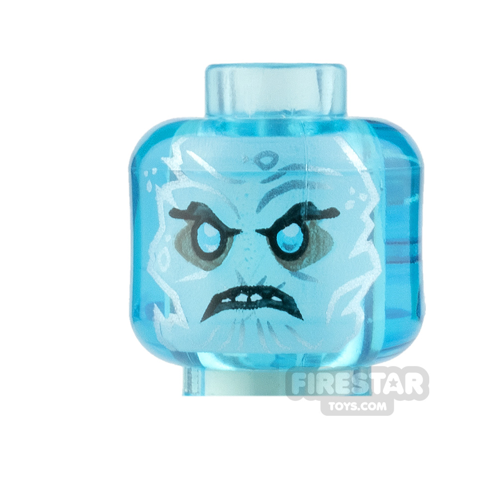 LEGO Minifigure Heads Scowl with Ponytail TRANS LIGHT BLUE