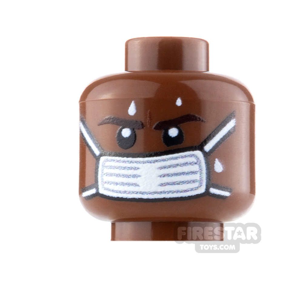 Custom Minifigure Heads Surgical Face Mask Male REDDISH BROWN