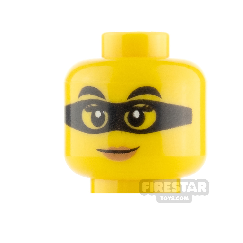 LEGO Minifigure Heads Peach Lips Smirk and Black Mask YELLOW