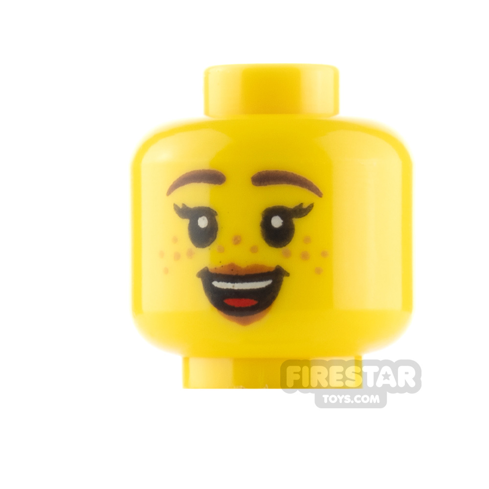 LEGO Minifigure Heads Freckles Neutral and Open Smile YELLOW