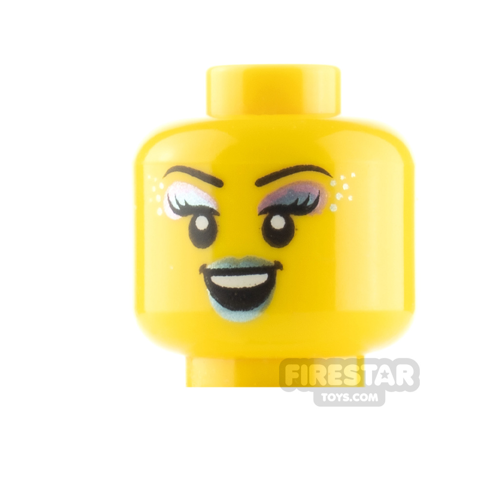 LEGO Minifigure Heads Shiny Eyeshadow Smile and Singing YELLOW