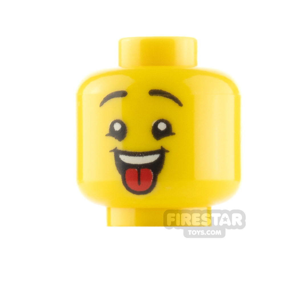 LEGO Minifigure Heads Open Mouth and Tongue Sticking Out YELLOW