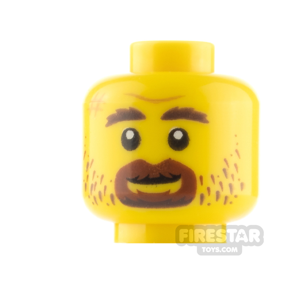 ☀️NEW Lego Minifigure Head Black Eyebrows Raised Eyebrow Thin Curly Moustache 