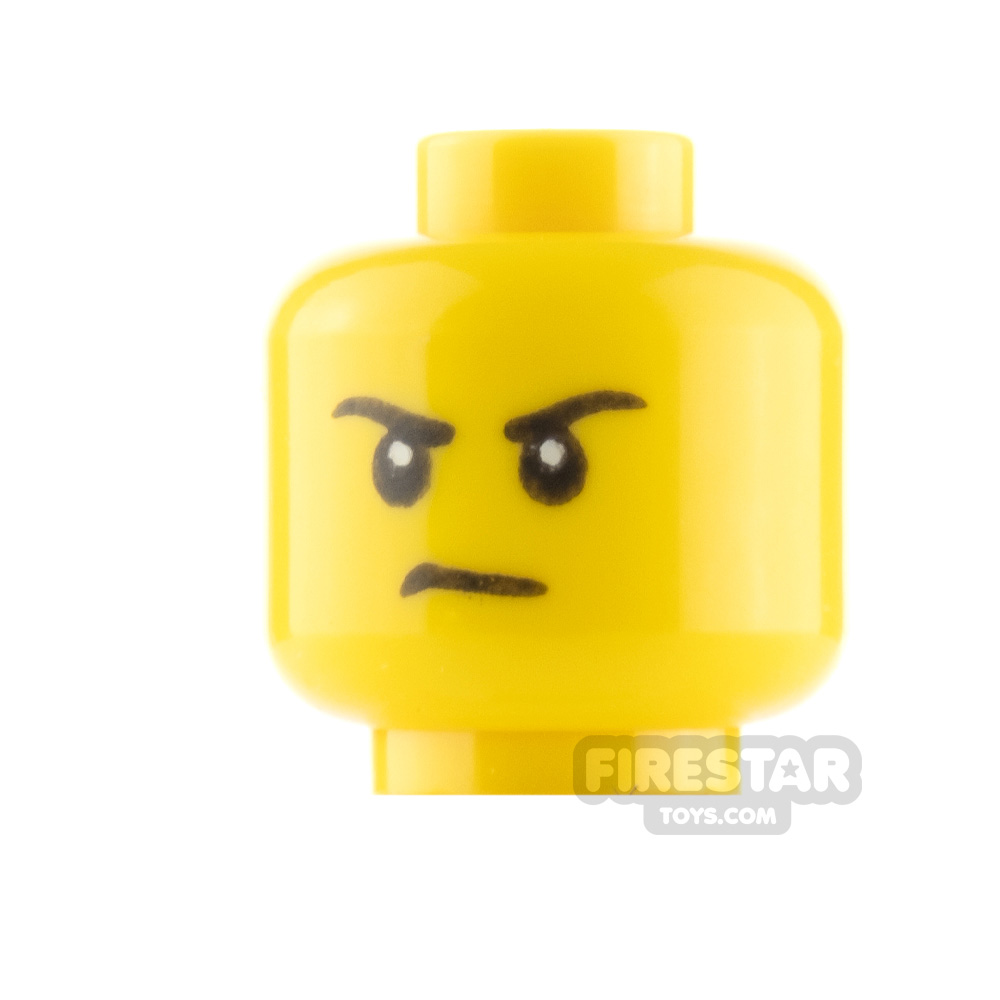 Lego New Yellow Minifigure Head Black Eyebrows Black Eye Bandage Frown 