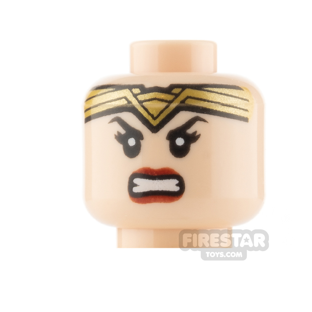 LEGO Minifigure Heads Gold Tiara Smile and Angry LIGHT FLESH