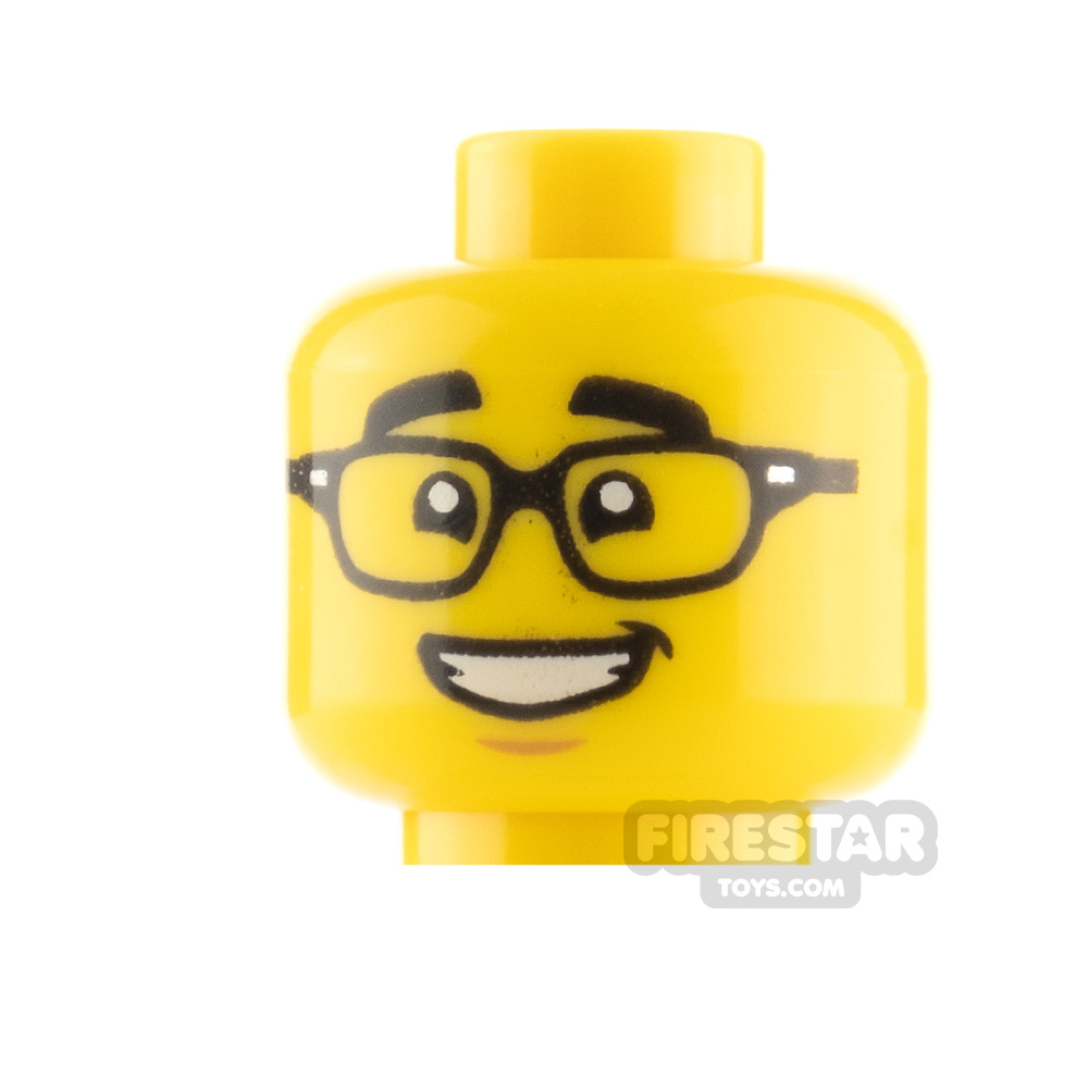 LEGO Minifigure Heads Glasses Raised Eyebrows and Smile YELLOW
