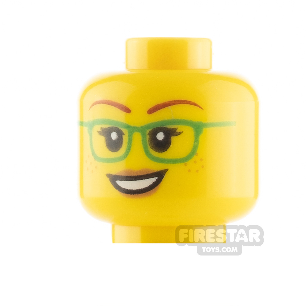 LEGO Minifigure Heads Glasses Smile and Closed Mouth YELLOW