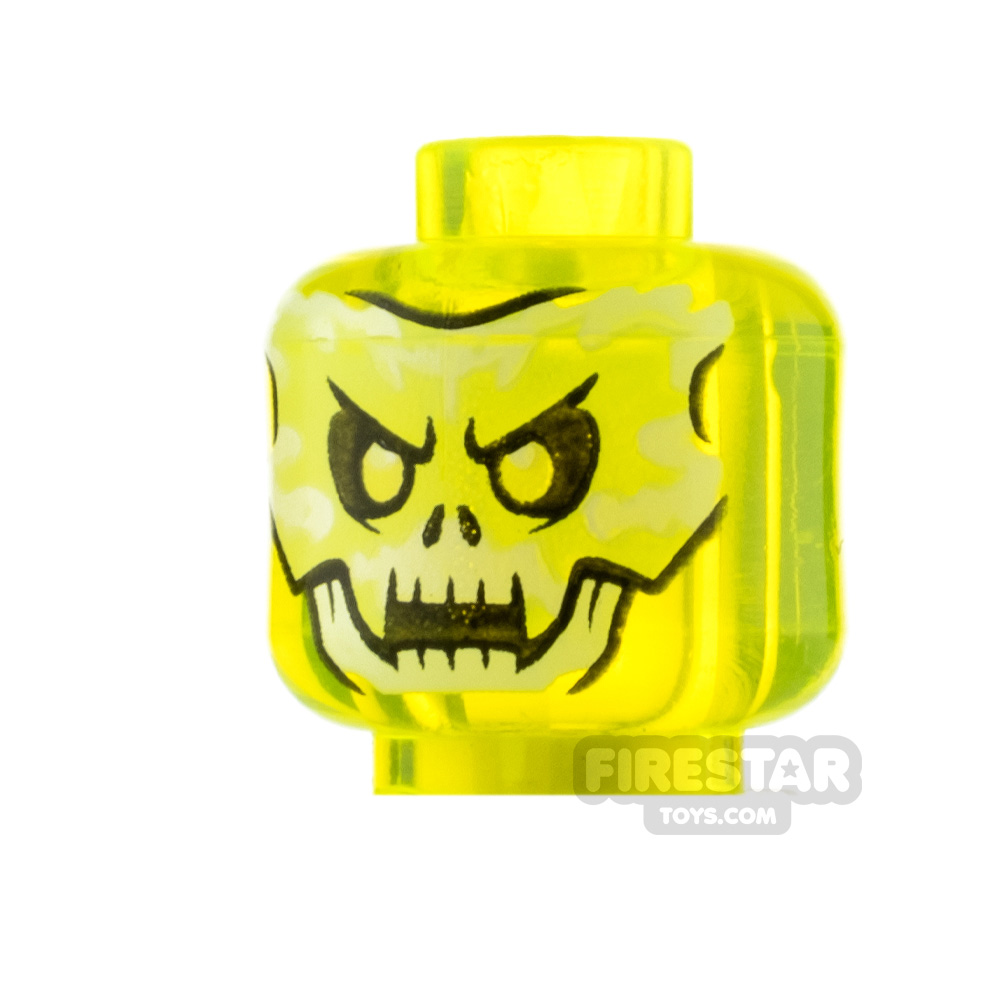 LEGO Minifigure Heads Skull Face and Fangs TRANS NEON GREEN