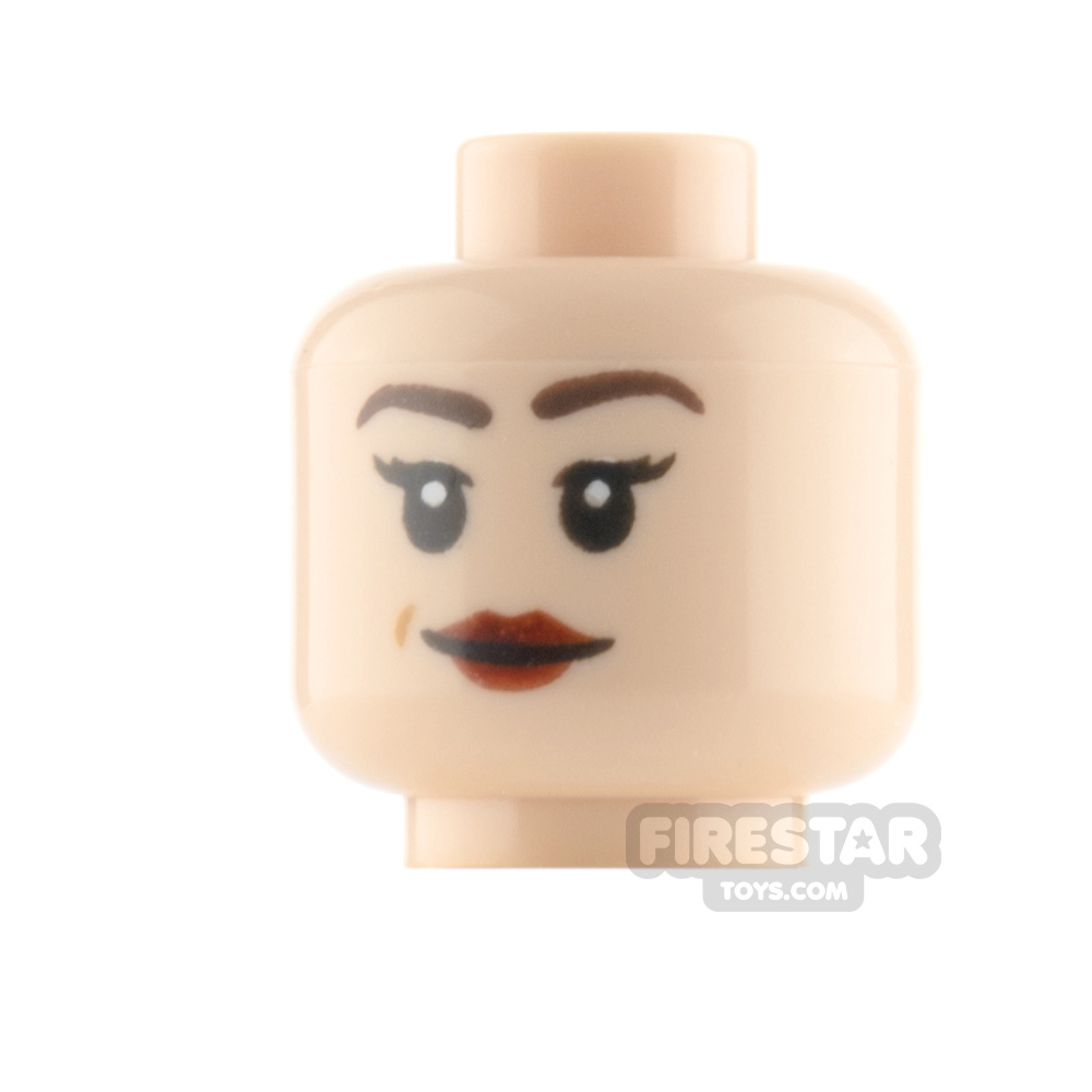 LEGO Minifigure Heads Dark Red Lips Smile and Determined LIGHT FLESH