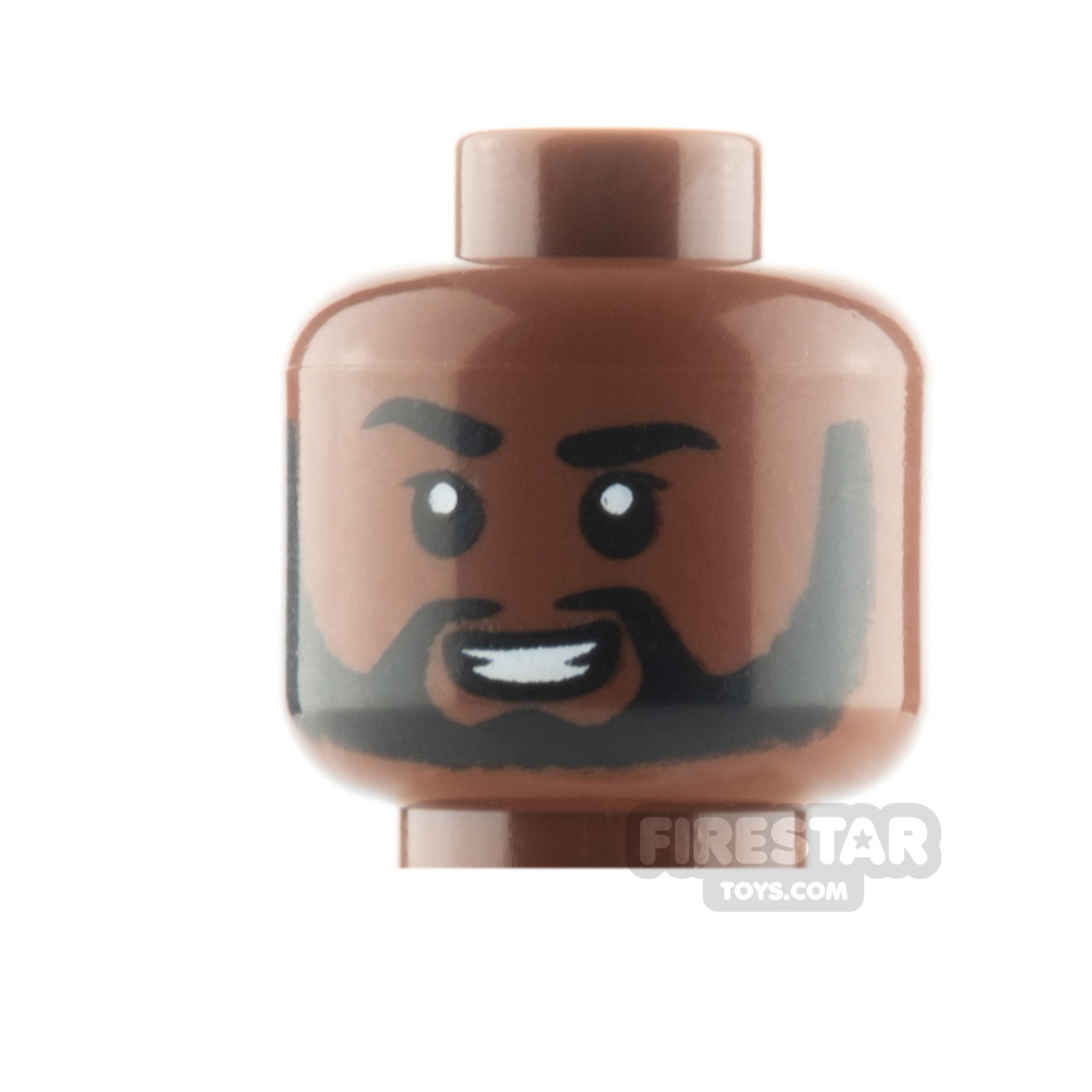 LEGO Minifigure Heads Black Beard with Smile REDDISH BROWN