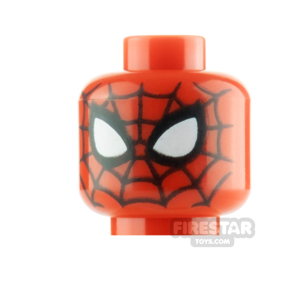 LEGO Minifigure Head Spider-Man Black Web Large Eyes RED