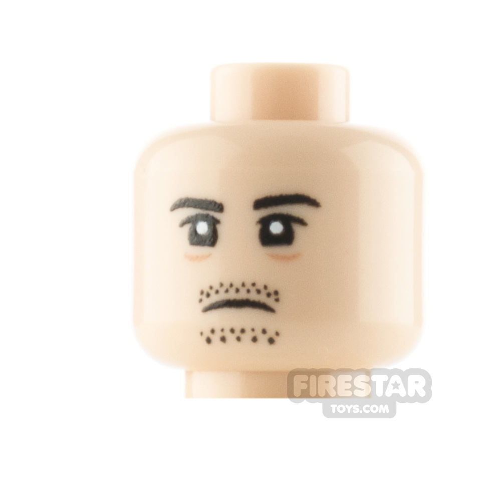Custom Minifigure Head Stubble Grin and Frown