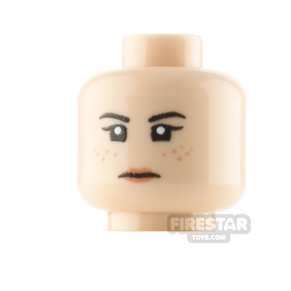 Custom Minifigure Head Freckles Slight Smile and Stern LIGHT FLESH