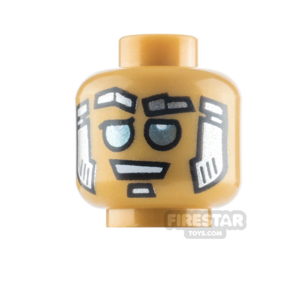 LEGO Minifigure Head Robot with Sideburns PEARL GOLD