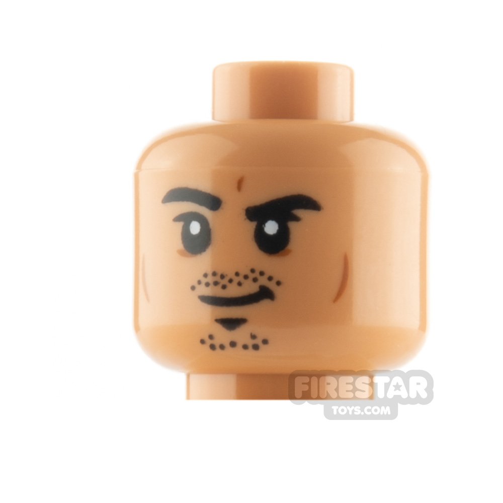 LEGO Minifigure Head Raised Eyebrow and Stubble FLESH