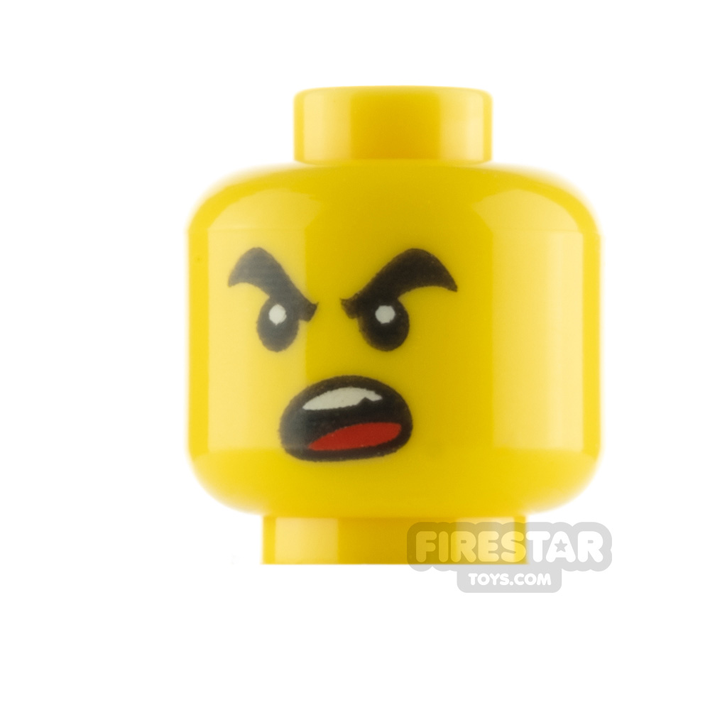 LEGO Minifigure Head Chipped Tooth Scared and Angry YELLOW